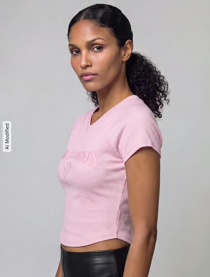 True Religion Slim fit kort top van katoenmix model 'ribbed baby'