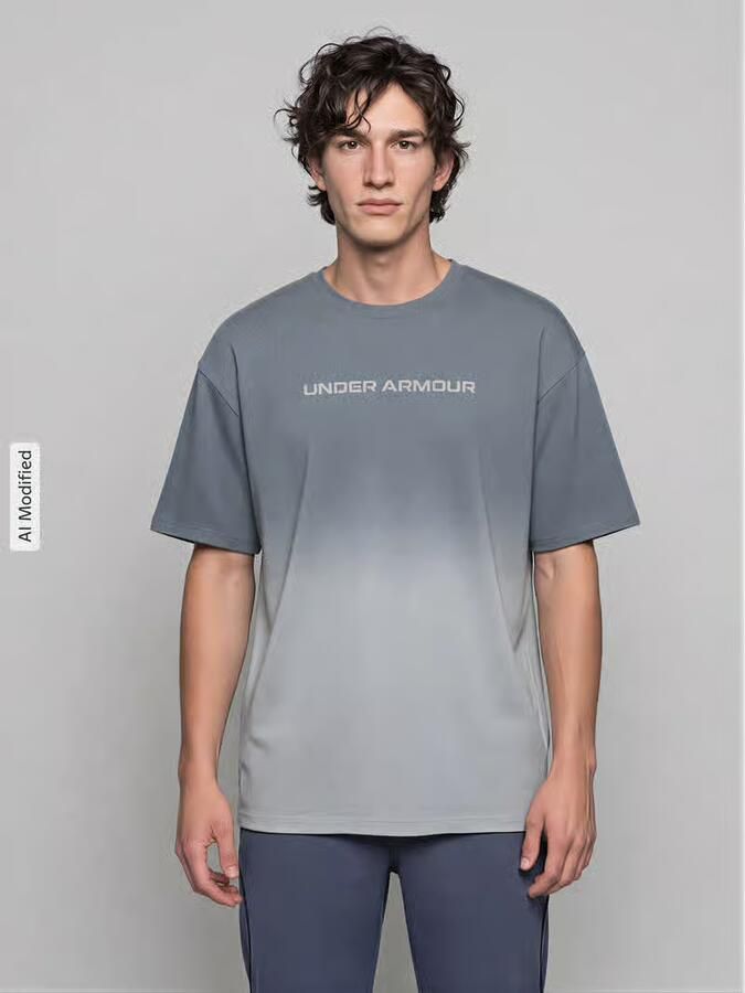 Under Armour oversized sport-t-shirt van katoenmix model 'UA M HWT GRADIENT' - Foto 2