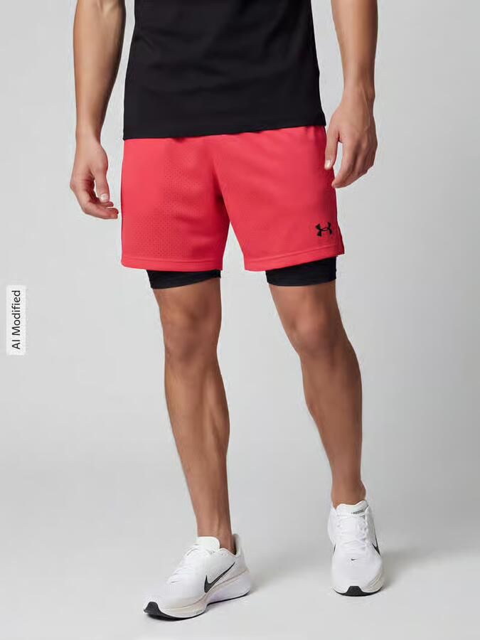 Under Armour relaxed fit sportshorts in dubbele-laagjeslook - Foto 3