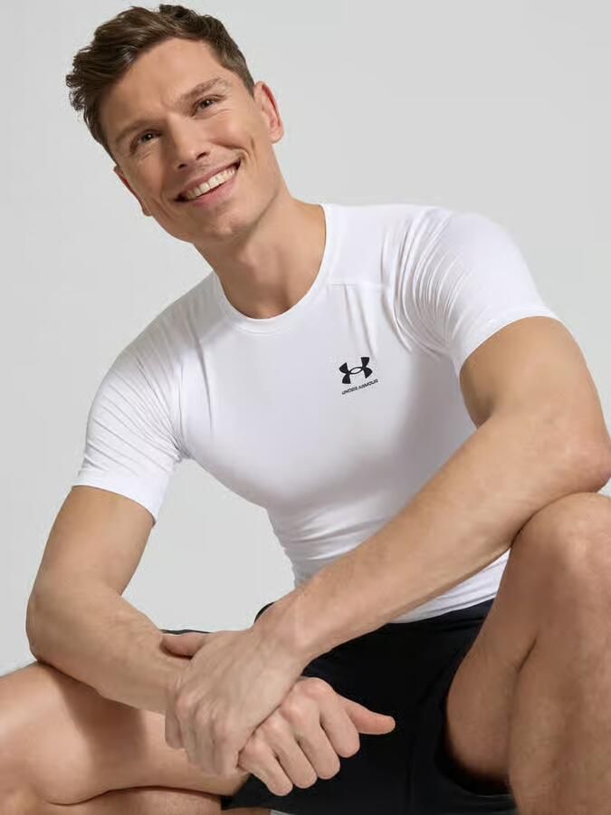 Under Armour Compressie Korte Mouw Shirt White Heren - Foto 3