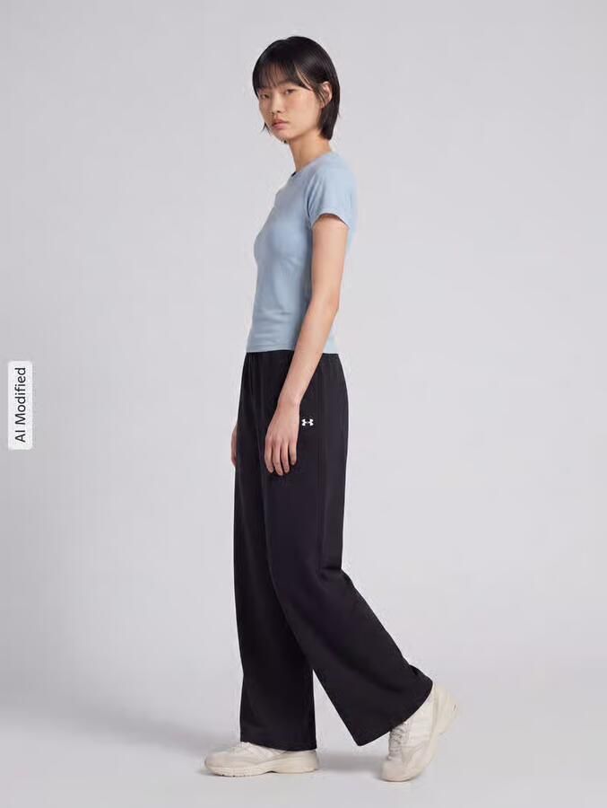 Under Armour wide leg broek van sweatstof met logoprint - Foto 2