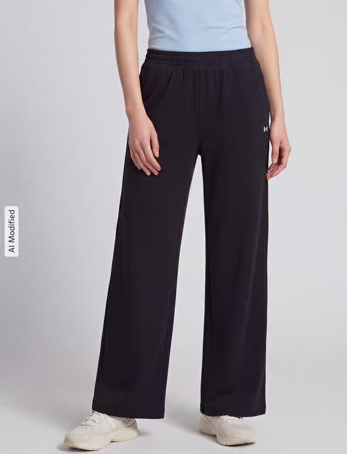 Under Armour wide leg broek van sweatstof met logoprint