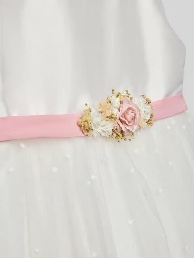 Une Hautre Couture midi-jurk met bloe garnering