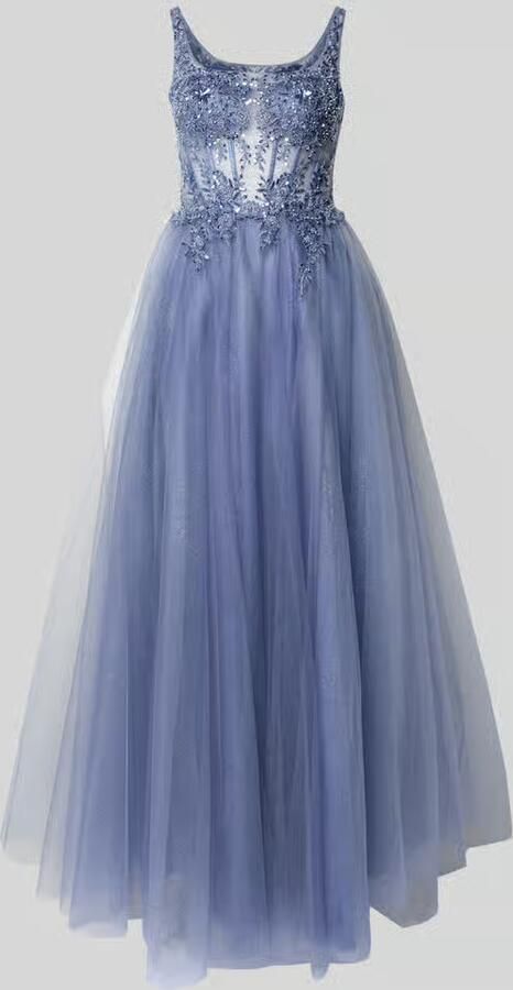 Unique Avondjurk van tule met stitchings en pailletten