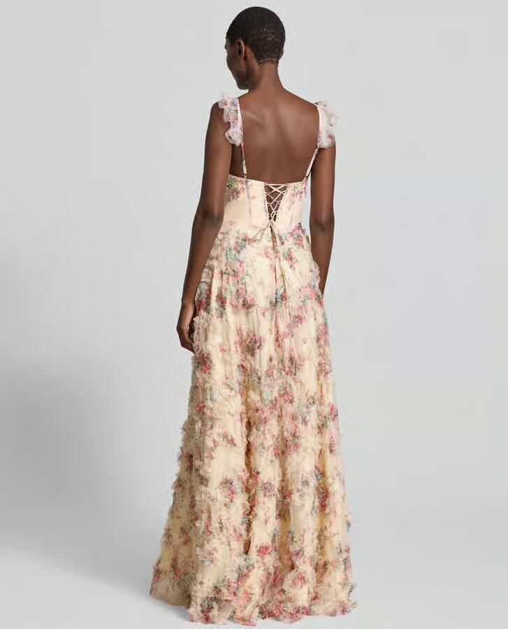 Unique maxi-jurk met ruches in laagjeslook