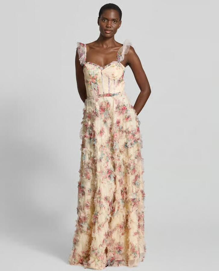 Unique maxi-jurk met ruches in laagjeslook - Foto 2