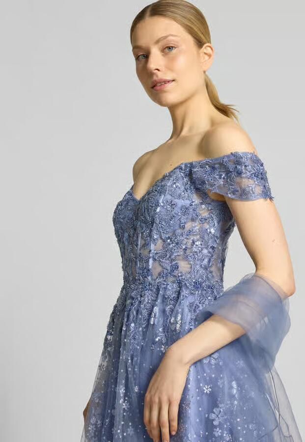 Unique maxi-jurk met stitchings en pailletten