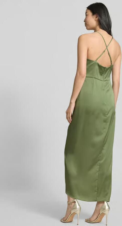 Vera Mont Elegante Satijnen Avondjurk met Ruches Green Dames