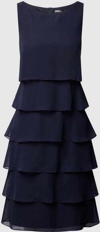Vera Mont Gerimpelde Chiffon Cocktailjurk Blue Dames