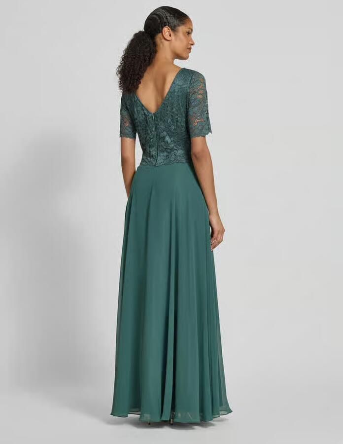 Vera Mont Kanten en chiffon cocktailjurk Green Dames