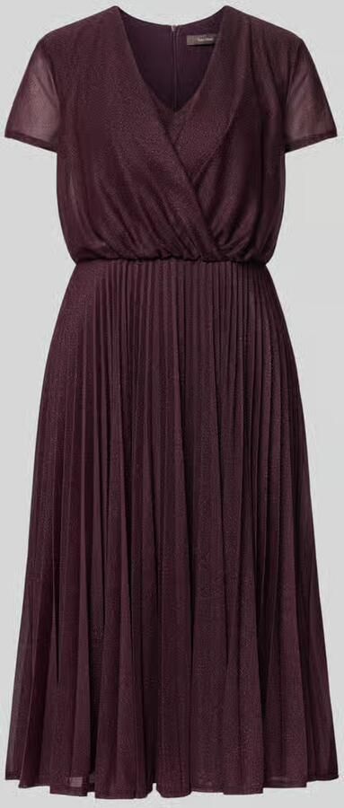 Vera Mont Cocktailjurk met V-hals en plissévouwen