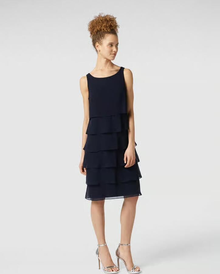 Vera Mont Gerimpelde Chiffon Cocktailjurk Blue Dames - Foto 2