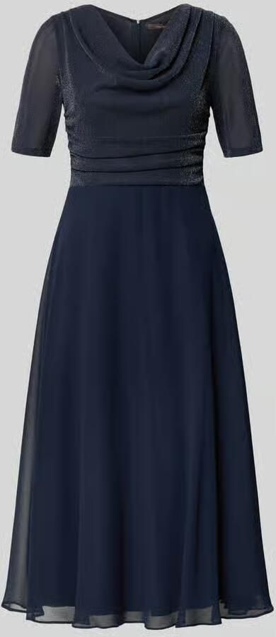 Vera Mont fit and flare cocktailjurk met watervalhals