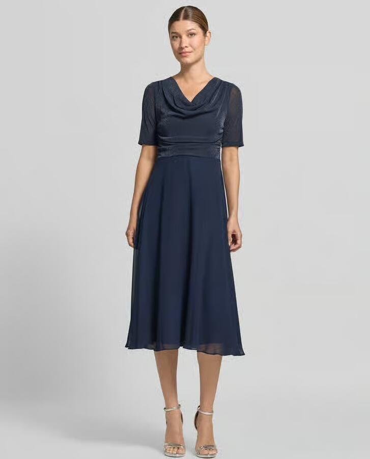 Vera Mont fit and flare cocktailjurk met watervalhals - Foto 2