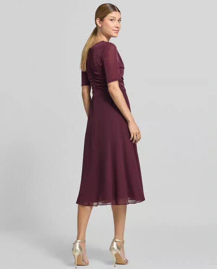 Vera Mont fit and flare cocktailjurk met watervalhals