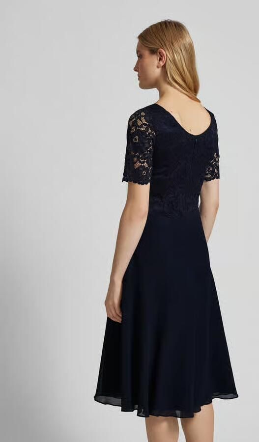 Vera Mont A-lijn jurk met kant donkerblauw - Foto 2