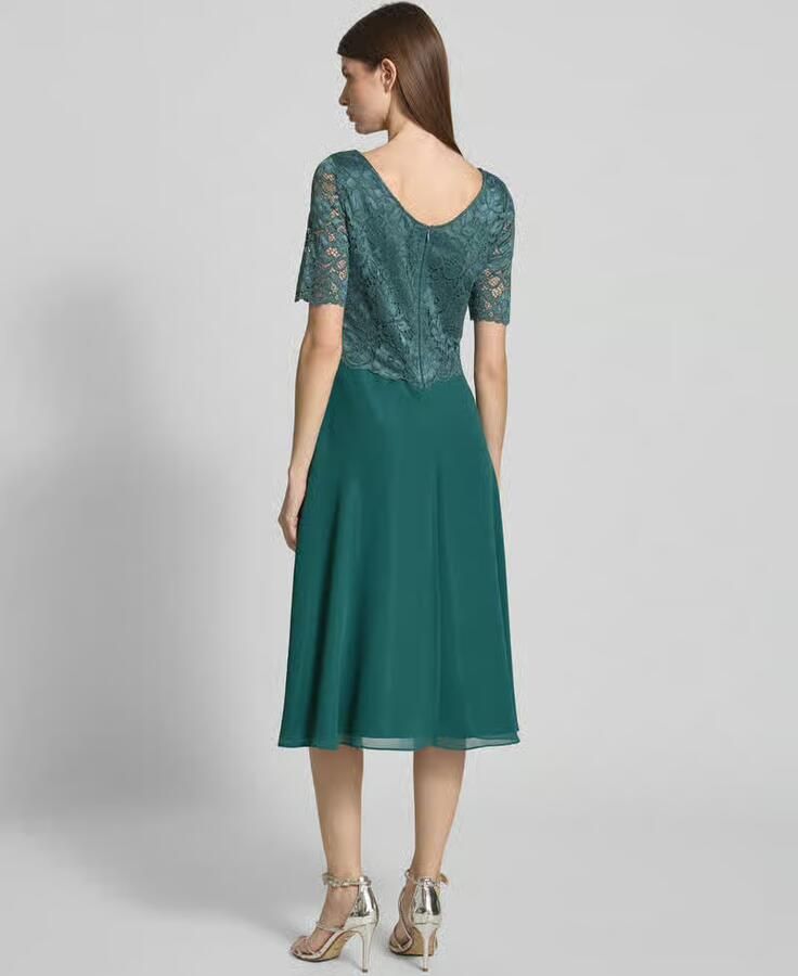 Vera Mont Knie-lange cocktailjurk met kant