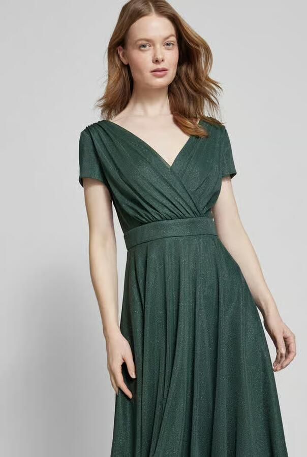 Vera Mont Knielange cocktailjurk in wikkellook