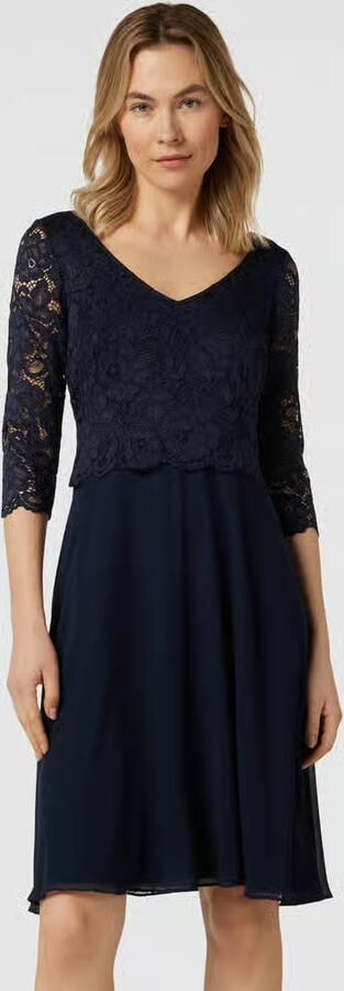 Vera Mont Kanten Cocktailjurk Elegant V-hals Blue Dames - Foto 4