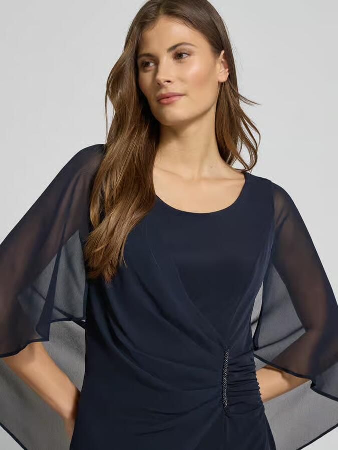 Vera Mont Elegante Gerimpelde Cocktailjurk Blue Dames