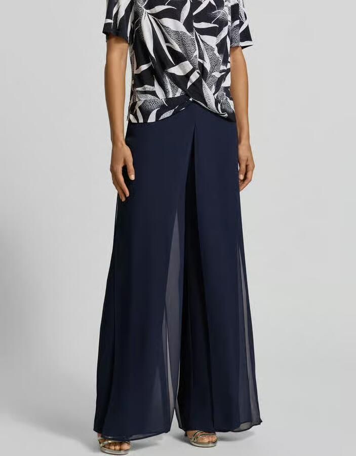 Vera Mont wide fit stoffen broek in semitransparant design - Foto 2