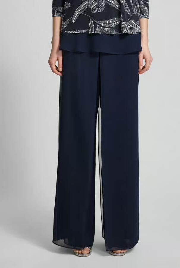 Vera Mont wide fit stoffen broek in semitransparant design - Foto 5