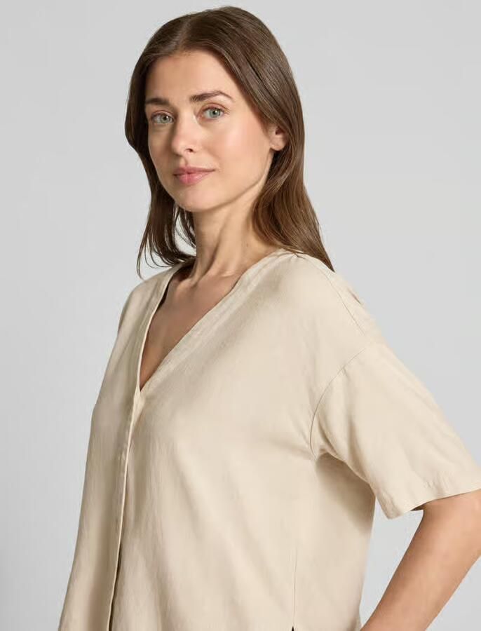 Vero Moda boxy fit overhemdblouse van mix van viscose en linnen model 'MYMILO' - Foto 4