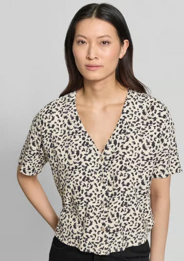 Vero Moda boxy fit overhemdblouse van mix van viscose en linnen model 'MYMILO'