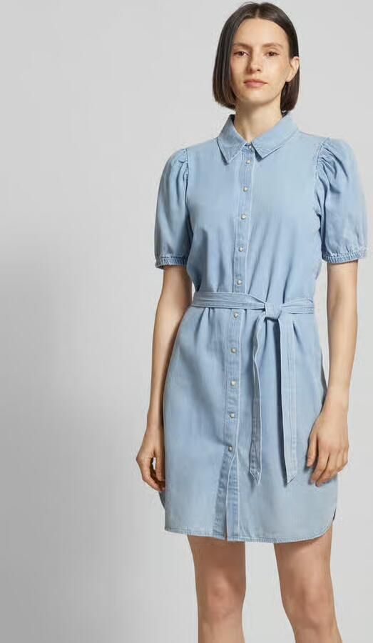 Vero Moda Knielange jeansjurk met strikceintuur model 'ABIGAIL' - Foto 2