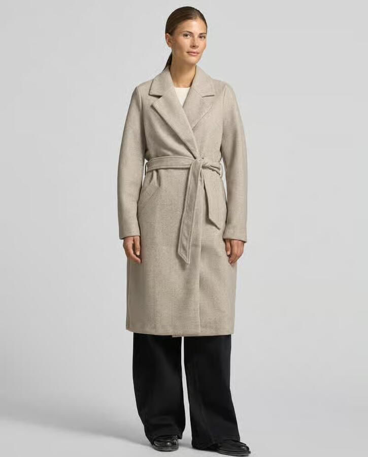 Vero Moda Getailleerde lange jas met strikceintuur model 'FORTUNEAYA' - Foto 6