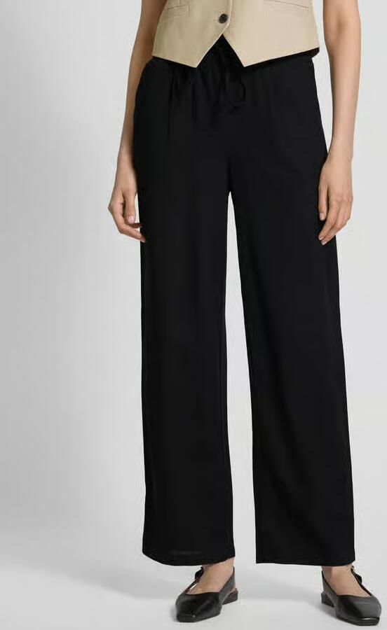 Vero Moda Broek van veen mix van viscose en linnen met wijde pijpen en elastische band - Foto 4
