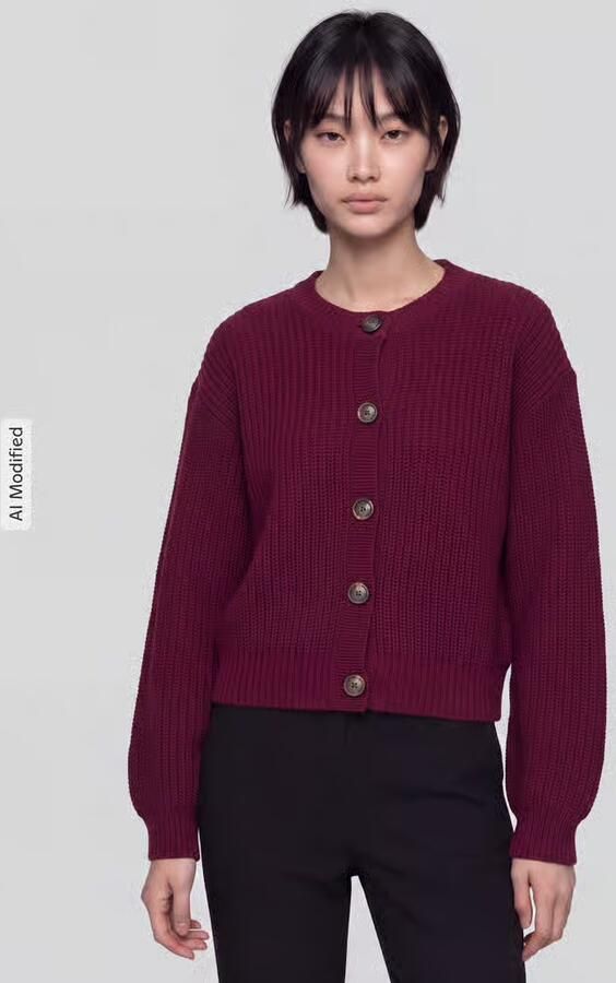 Vero Moda Loose fit gebreid jack met enkelrijige knoopsluiting model 'LEA' - Foto 4