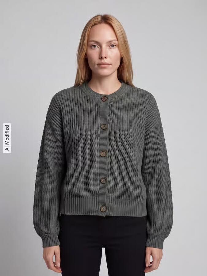 Vero Moda Loose fit gebreid jack met enkelrijige knoopsluiting model 'LEA' - Foto 3