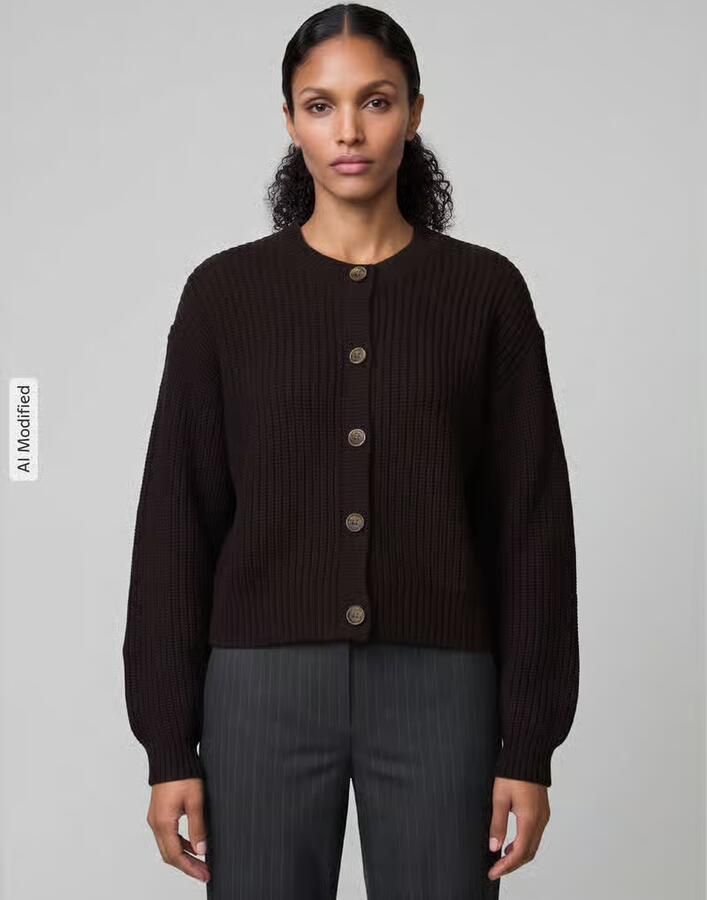 Vero Moda Loose fit gebreid jack met enkelrijige knoopsluiting model 'LEA' - Foto 6