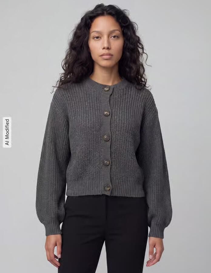 Vero Moda Loose fit gebreid jack met enkelrijige knoopsluiting model 'LEA' - Foto 6