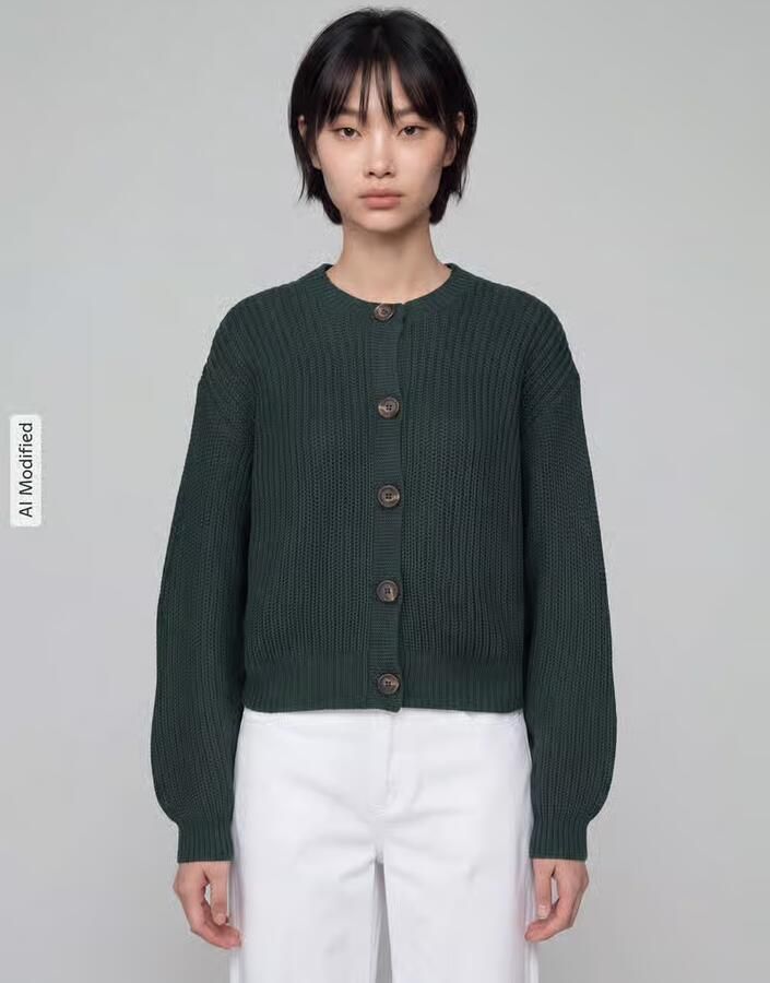 Vero Moda Loose fit gebreid jack met enkelrijige knoopsluiting model 'LEA' - Foto 5