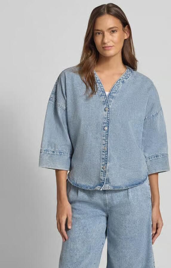 Vero Moda Loose fit jeansblouse van Katoen- en viscosemix Model 'VALERIA' - Foto 3