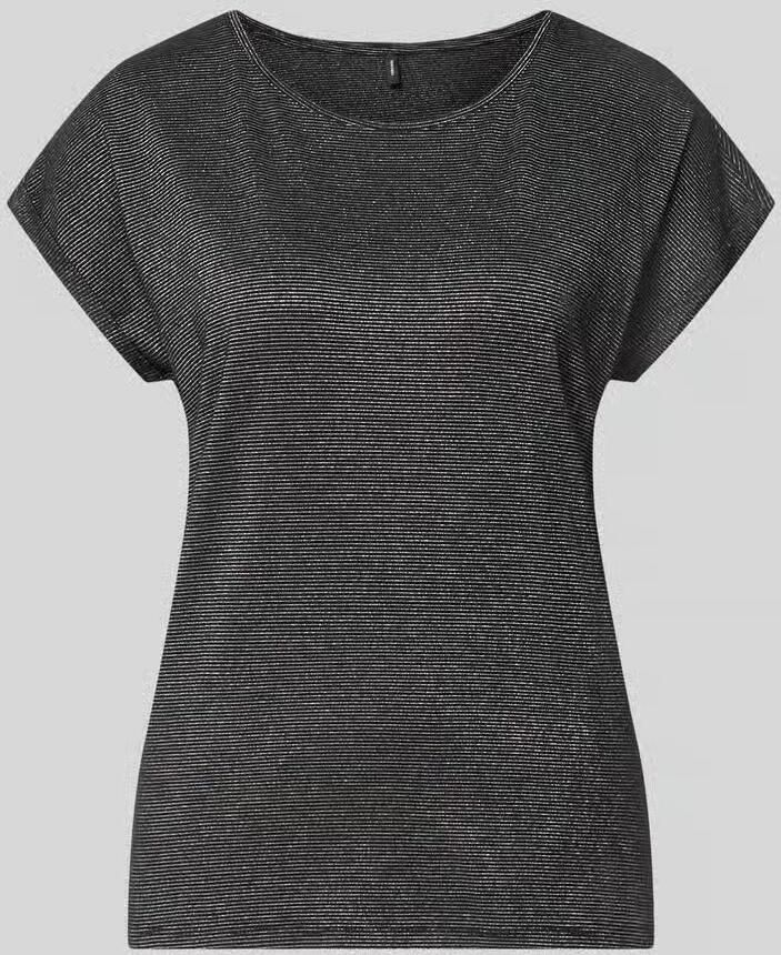 Vero Moda Shirt met ronde hals VMLAVA PLAIN SS TOP LUREX STRIPE