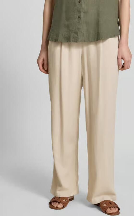 Vero Moda Broek van veen mix van viscose en linnen met wijde pijpen en elastische band - Foto 10