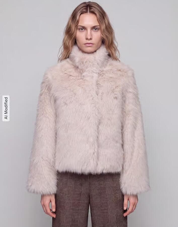 Vero Moda Regular fit jack van imitatiebont met opstaande kraag model 'MONROE' - Foto 3