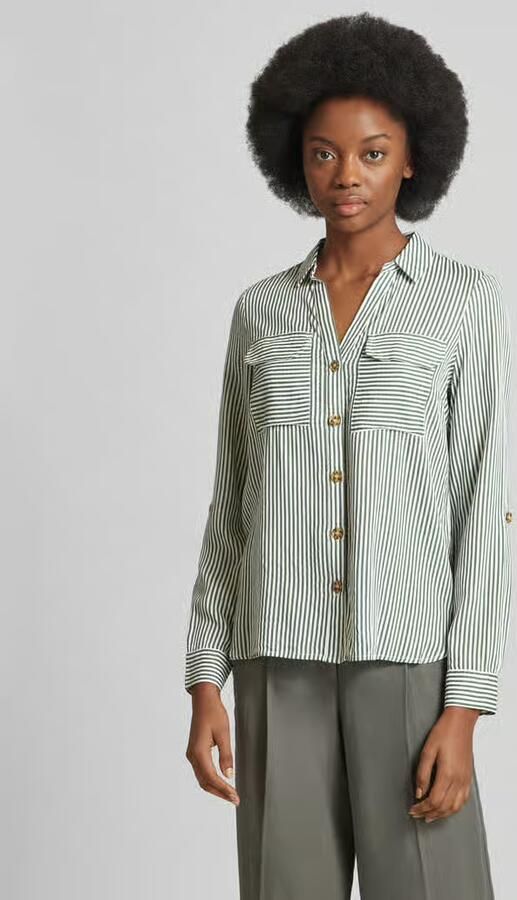 Vero Moda Overhemdblouse met opgestikte paspelzakken op de borst model 'BUMPY' - Foto 8