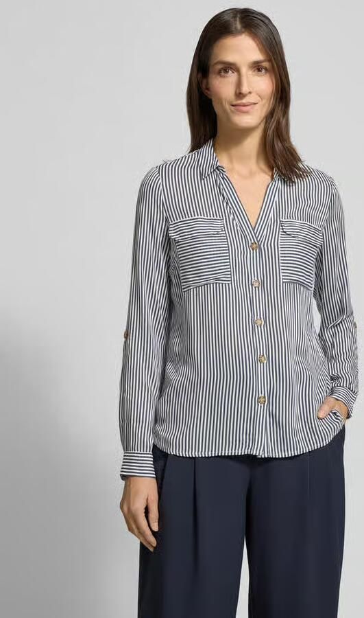 Vero Moda Overhemdblouse met opgestikte paspelzakken op de borst model 'BUMPY' - Foto 6