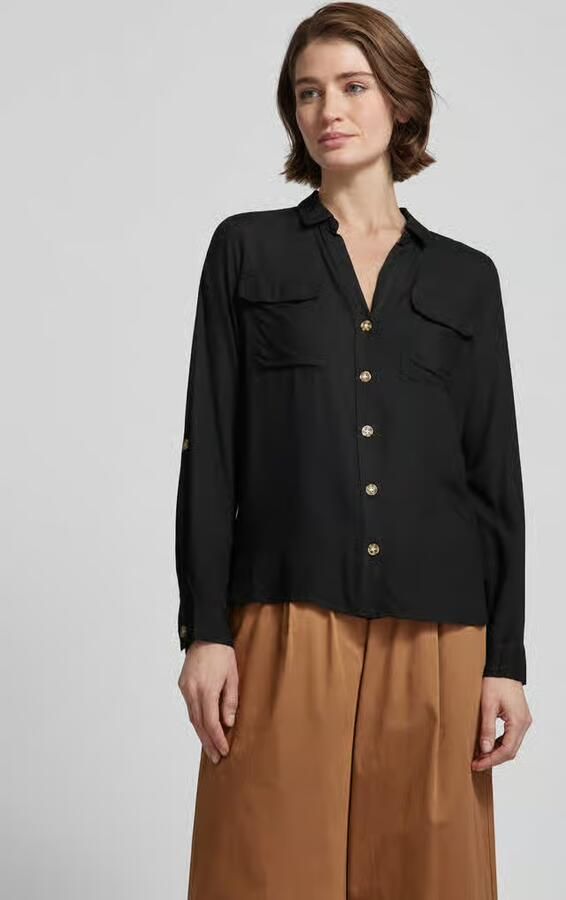 Vero Moda Overhemdblouse met opgestikte paspelzakken op de borst model 'BUMPY' - Foto 9