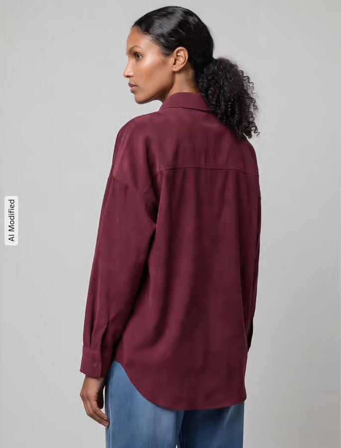 Vero Moda oversized fit blouse met lange mouwen met borstzak model 'SANNE' - Foto 3