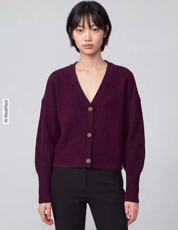 Vero Moda Regular fit gebreid jack met sierknopen model 'LEA' - Foto 3