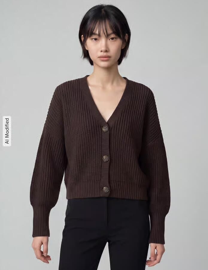 Vero Moda Oversized gebreid jack met v-hals model 'LEA' - Foto 3