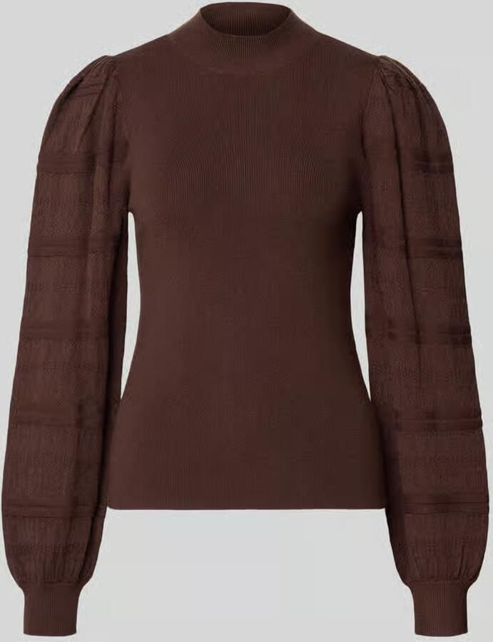 VERO MODA rechtvallende gebreide trui met borduursels donkerbruin - Foto 3