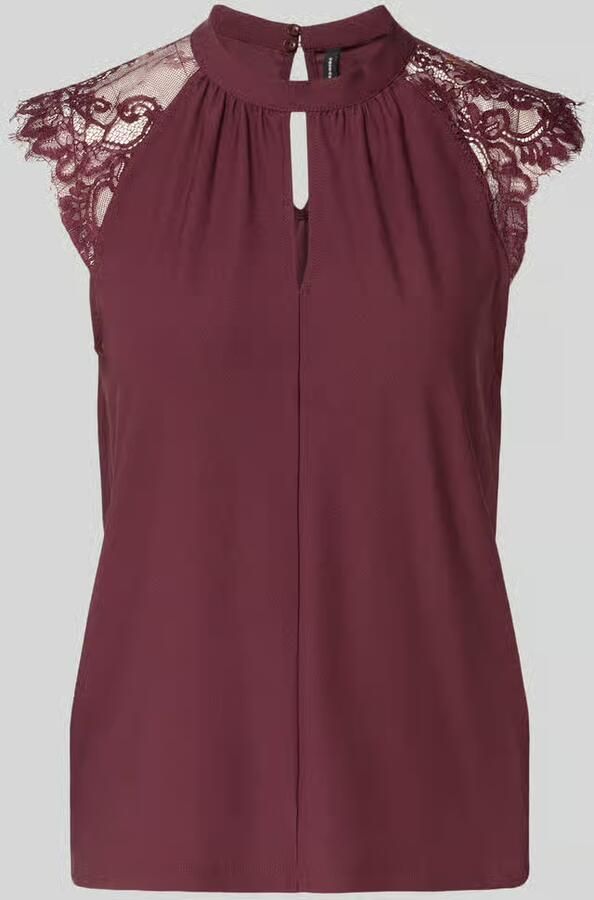 Vero Moda Regular Fit blouse met korte mouwen met semitransparente garnering model 'MILLA' - Foto 4