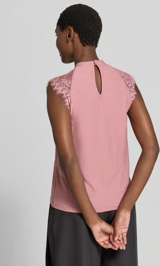 Vero Moda Regular Fit blouse met korte mouwen met semitransparente garnering model 'MILLA' - Foto 4