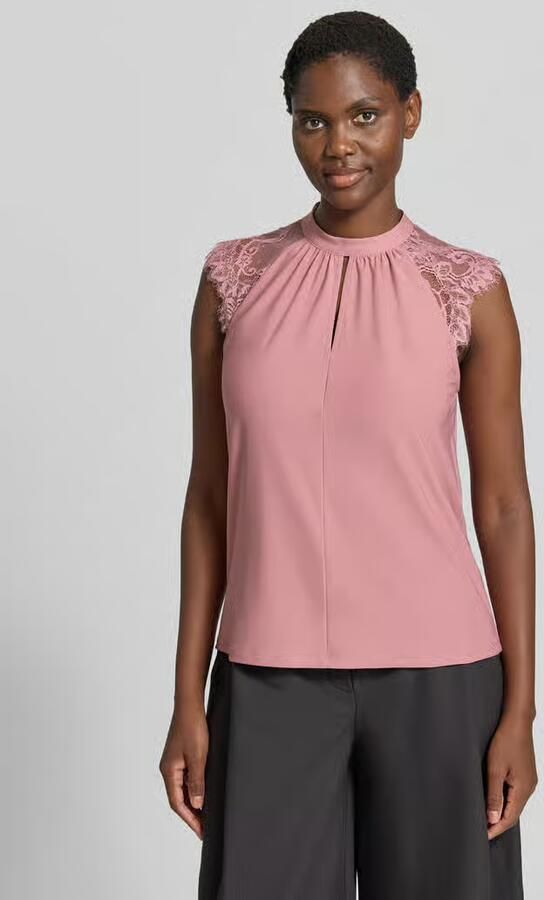 Vero Moda Regular Fit blouse met korte mouwen met semitransparente garnering model 'MILLA' - Foto 3